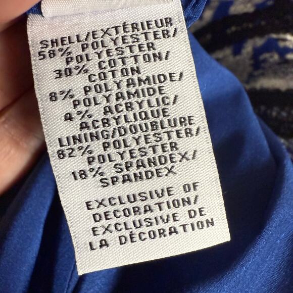 Diane von Furstenberg Margot Flounce Fit Flare Blue Diamond Jacquard Dress 12 - Picture 15 of 16